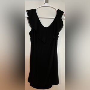 Black feminine tank with ruffles and chiffon